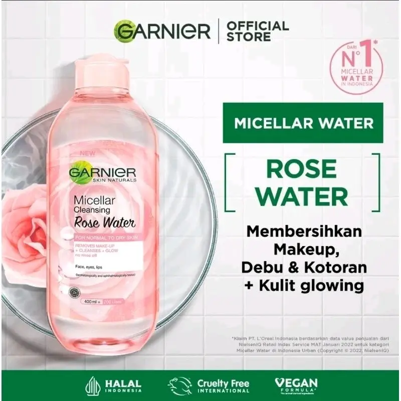 GARNIER MICELLAR ROSE WATER CLEANSE & GLOW SKIN CARE 400ML 0