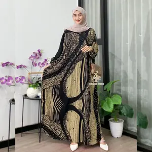 Kaftan Rayon Jumbo Motif Aruna Ginola Roma Belia Naomi Ld 180 cm Muslim Panjang Wanita Nyaman Gamis