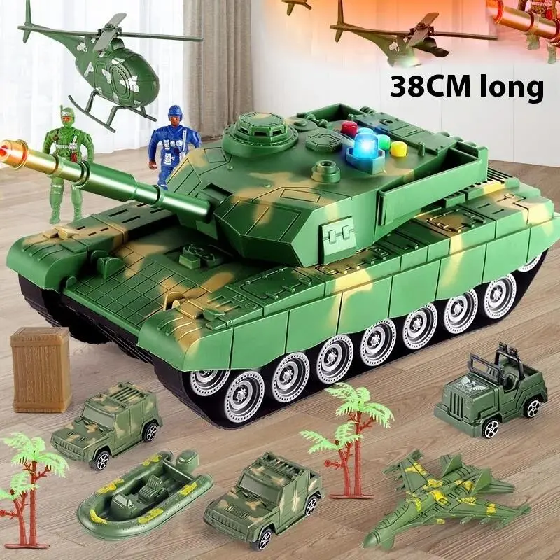 High Simulation Sliding Armored Vehicle Explosion-proof Military Model Large Children's Light Music Tank Kids Toys