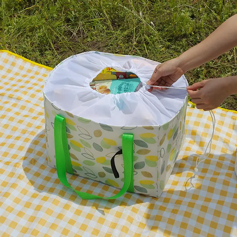 Large Capacity Picnic Basket, 1 Count Portable Foldable Picnic Bag for Spring Holiday Outdoor Camping Picnic, Outdoor Accessories 6