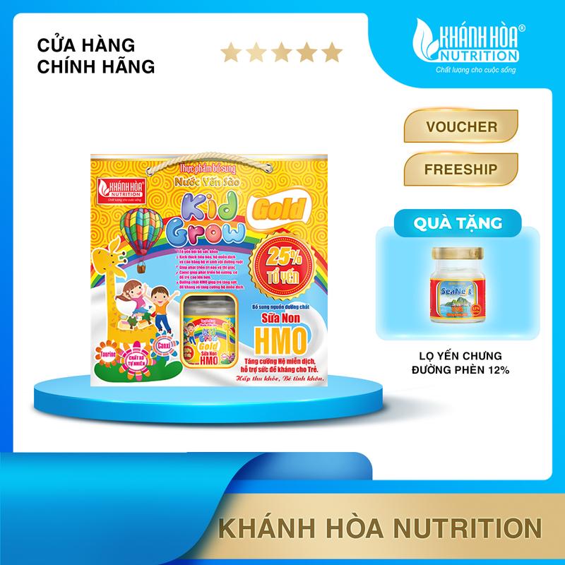 Nước yến sào KIDGROW Gold 25% tổ yến bổ sung HMO - Khánh Hòa Nutrition - Block 6 lọ x 70ml