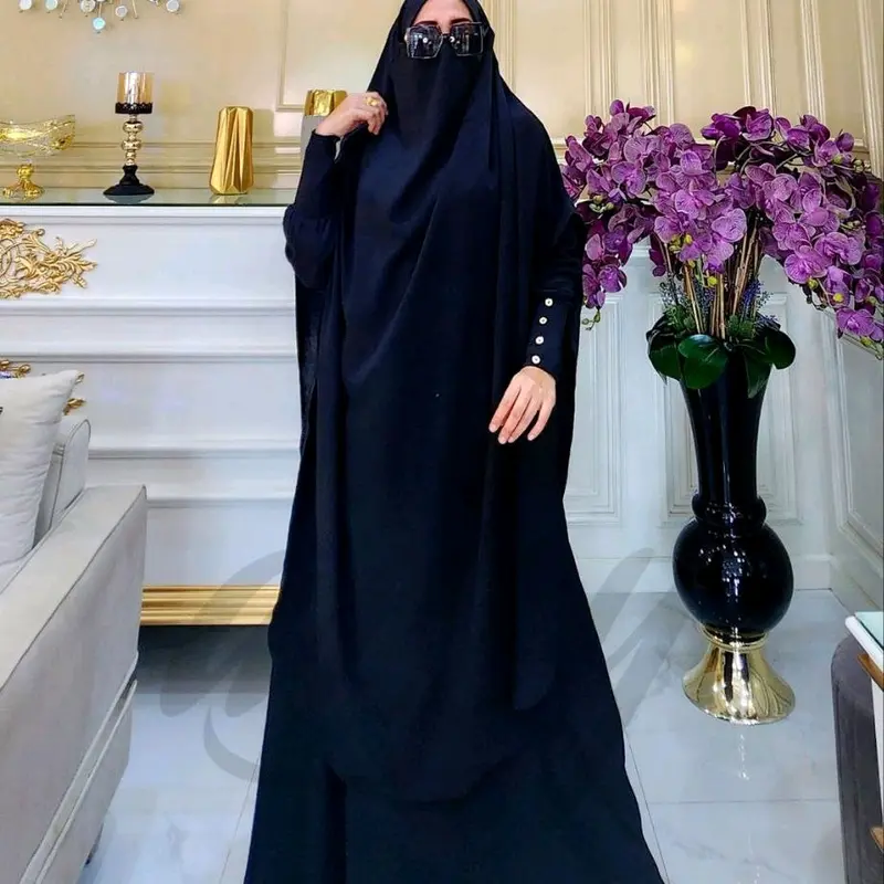NUSAIBA SYARI UMROH HAJI GAMIS CADAR FK BY ARSY HIJAB White Hitam Putih 1