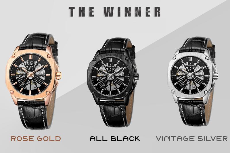 Product Introduction of Đồng hồ cơ nam T.Winner - Thiết kế skeleton lộ máy - Tặng kèm dây đeo hoặc vòng cuff titan Đeo Tay Watch 9