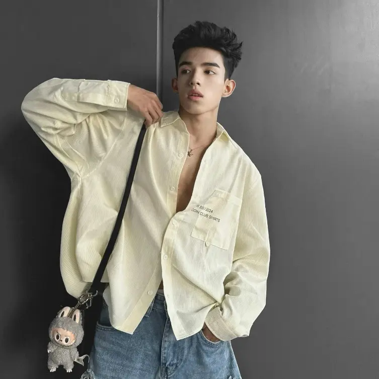Áo sơ mi dài tay League ODIN CLUB, Áo sơ mi form boxy chất liệu oxford, Local Brand ODIN CLUB Nam Menswear Vàng Shirt 5