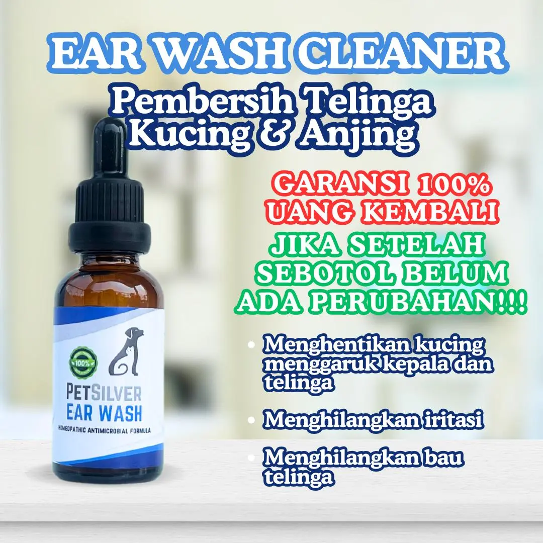 EAR DROPS BASMI CONGE & EAR MITES TETES TELINGA KUCING PEMBERSIH KOTORAN KUPING HEWAN PENGHILANG CONGEK BAU TELINGA