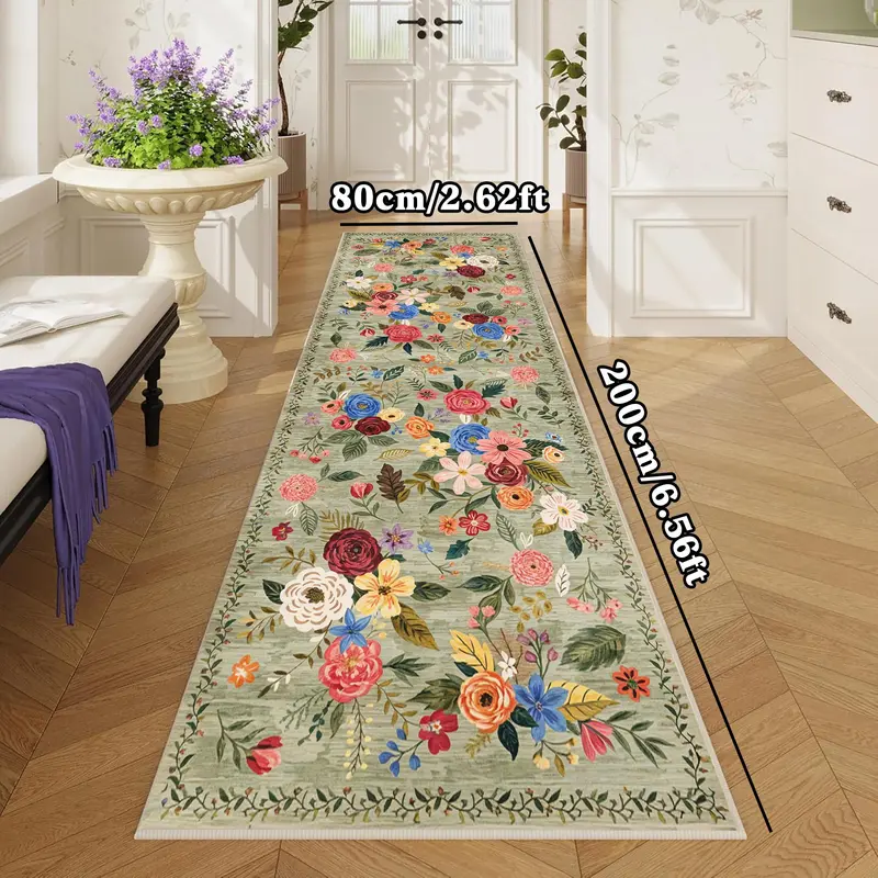 Floral Pattern Rug, 1 Count Non-slip Soft Floor Mat, Decorative Carpet for Home Living Room Bedroom Study Room, Home Decor 7