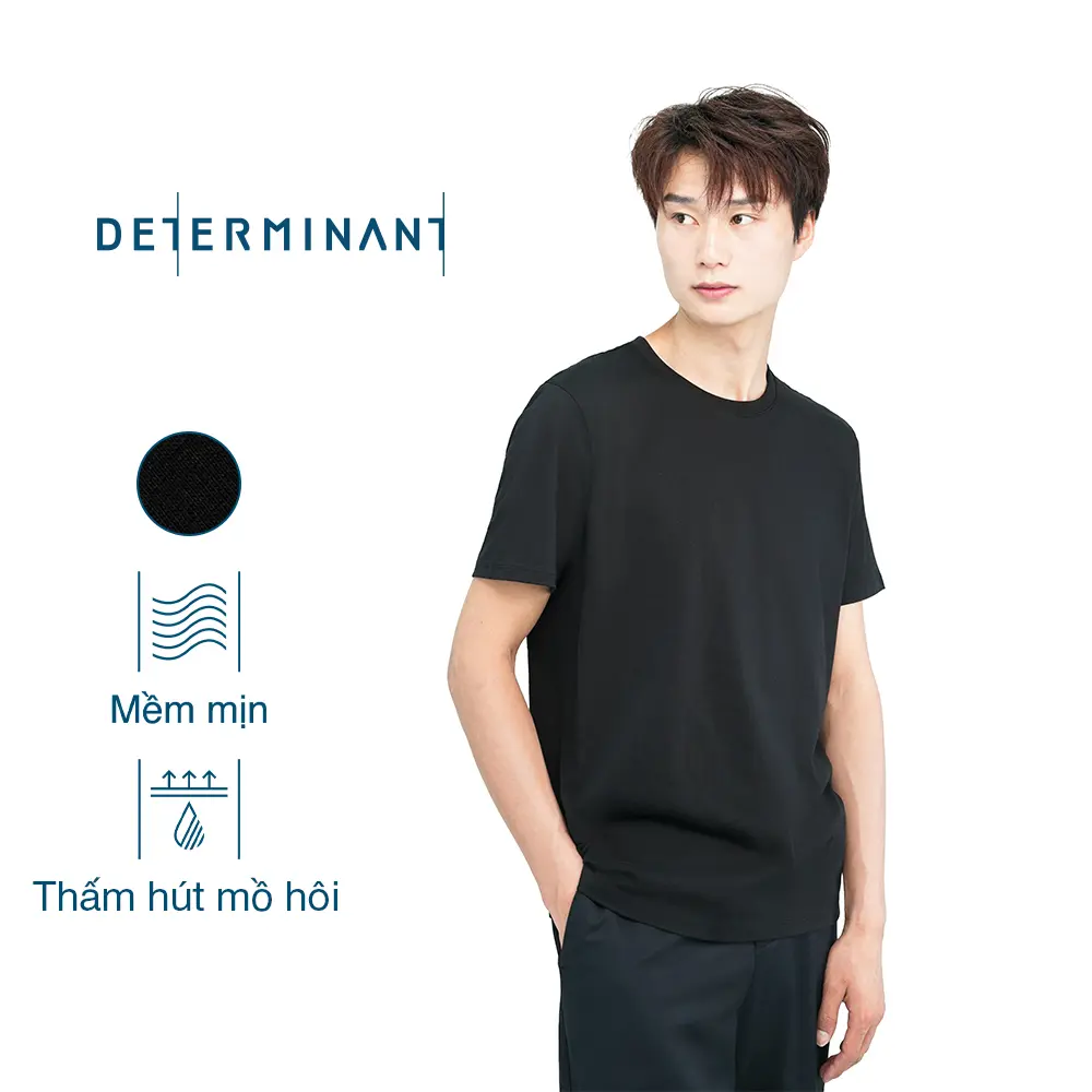 Áo thun nam DETERMINANT Cotton thấm hút tốt mềm mại - T06 - màu đen
