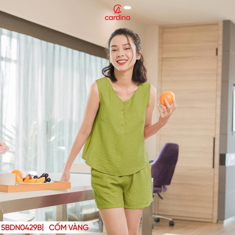 Product Introduction of Đồ Bộ Nữ CARDINA Chất Đũi BamBoo Xước Cao Cấp Áo Sát Nách Cổ V Quần Đùi Siêu Mát Y25 5BDN04 26