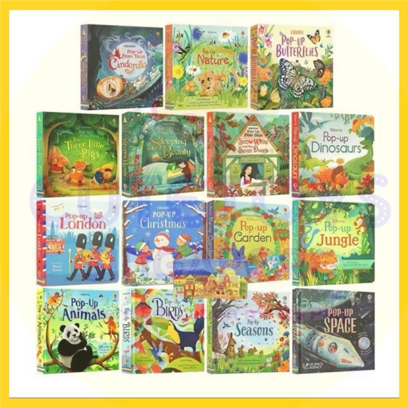 Product Introduction of High Quality Usborne Pop-Up (14 TITLES) Series Books Children Gift Set For Kids Age 2+ Dinosaur Garden Jungle Cinderella Season 0