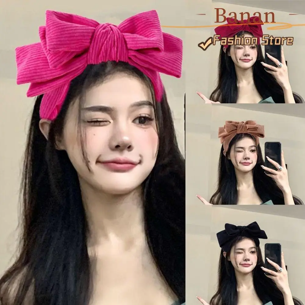 Băng Đô Cài Tóc, Nhiều Lớp, Vải Nhung Kẻ Mới, Màu Trơn, Siêu Lớn, Thắt Nơ, Phụ Kiện Tóc Cho Nữ