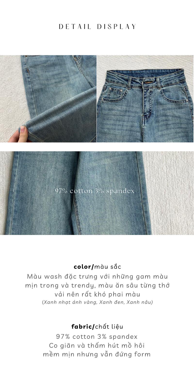 Product Introduction of Quần Jean Ống Rộng "Uri Jeans" Tulidu, Ống Đứng Rộng Chất Co Giãn Vải Cotton Jeans Cao Cấp [S90] 7