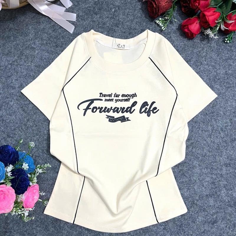 A25-Áo babytee form ôm, viền lé tôn dáng dưới 58kg 2