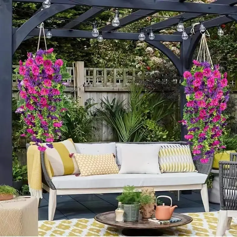 Artificial Hanging Flowers, 2/4 Counts Fake Plants with Eucalyptus Leaves, Uv Resistant Realistic Hanging Plants for Home Garden Decor, Home Accessories 8