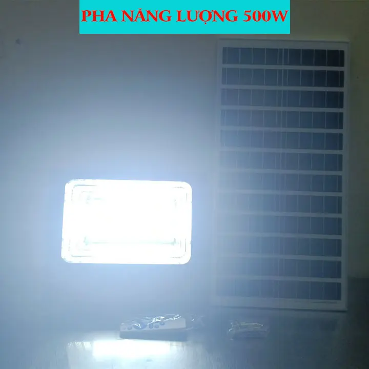 Đèn pha năng lượng mặt trời 500W, Vỏ nhôm, Chip LED 5730, Chống nước, Bảo hành 2 năm den  phan 3