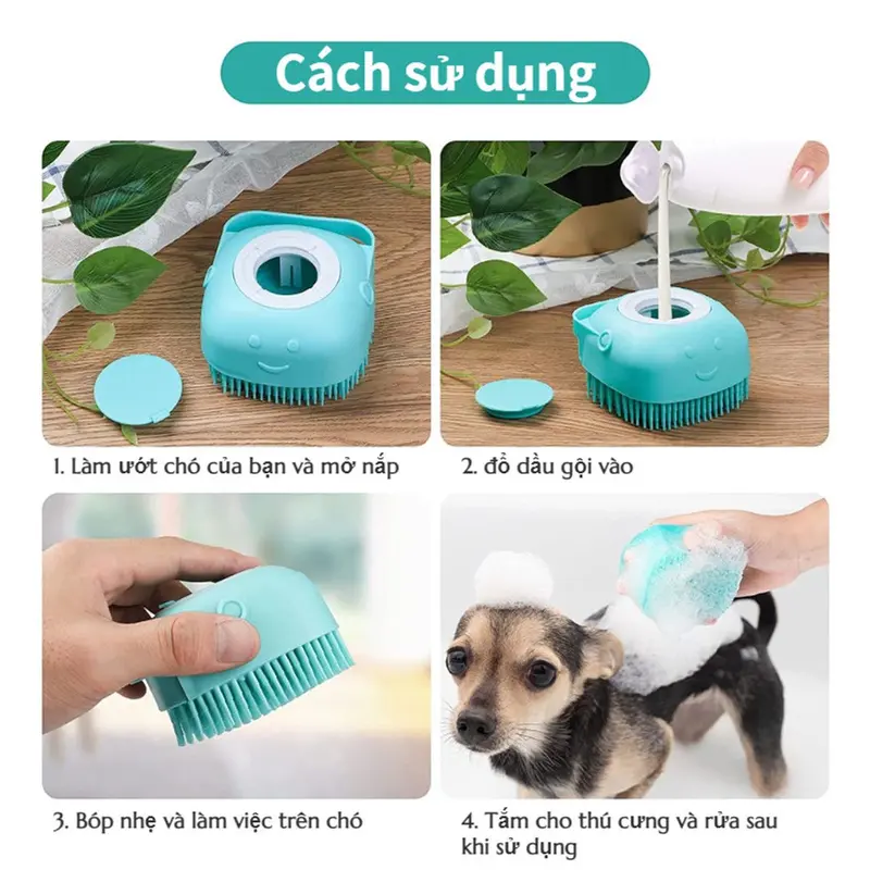 Pet Dog Mèo Bàn Chải Massage Lược Massage Bàn Chải Tắm Tóc Ngắn ，Thiết kế đầu tròn TPR, không làm tổn thương lông 6