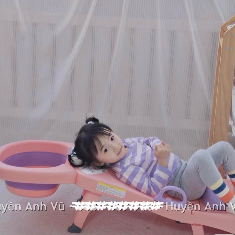 LMCP Ghế Gội Đầu Cho Bé Duxo Baby VoI - Gấp Gọn Cỡ Lớn Phần Gối Đầu Da PU Điều Chỉnh Độ Dài