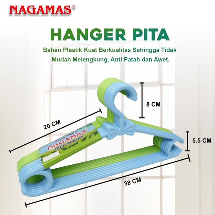 Gambar NAGAMAS Gantungan Baju Plastik 12 PCS Hanger Pakaian  Pita HP001 dari Nagamas Official Store Kota Tangerang Tokopedia