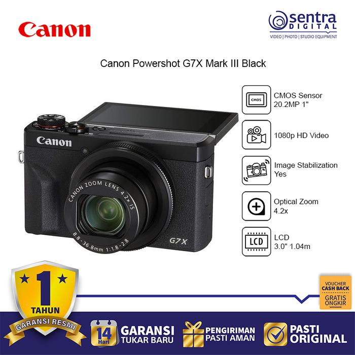 Gambar Canon Powershot G7X Mark III Black Pocket Camera Profesional Content Creator dari Sentra Digital Kota Surabaya Tokopedia