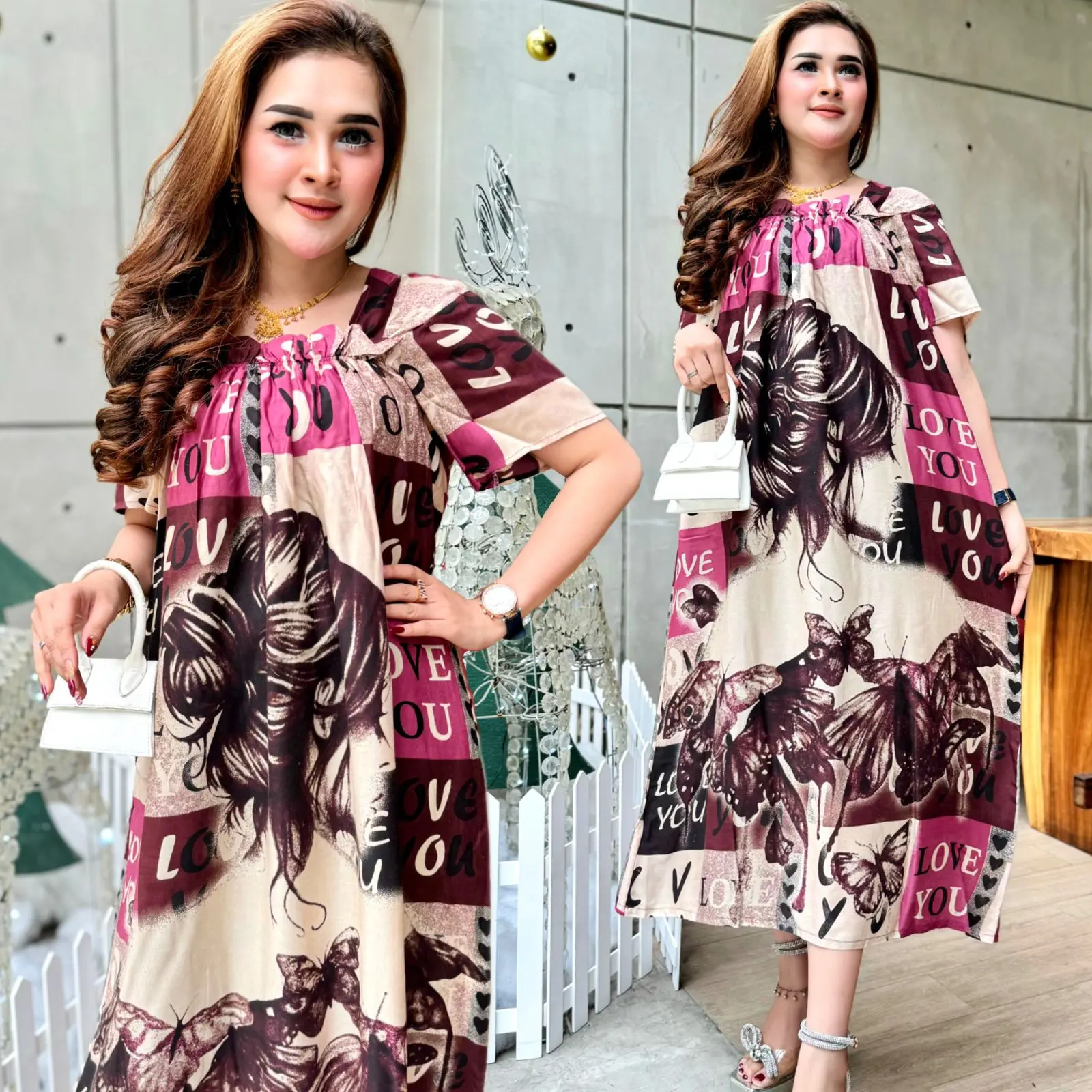 Daster Fuji Rayon Kekinian Motif Karakter Terbaru / Dress Fuji Motif Trendy Terbaru 2024 Busui Karet Panjang Wanita Pendek Tidur