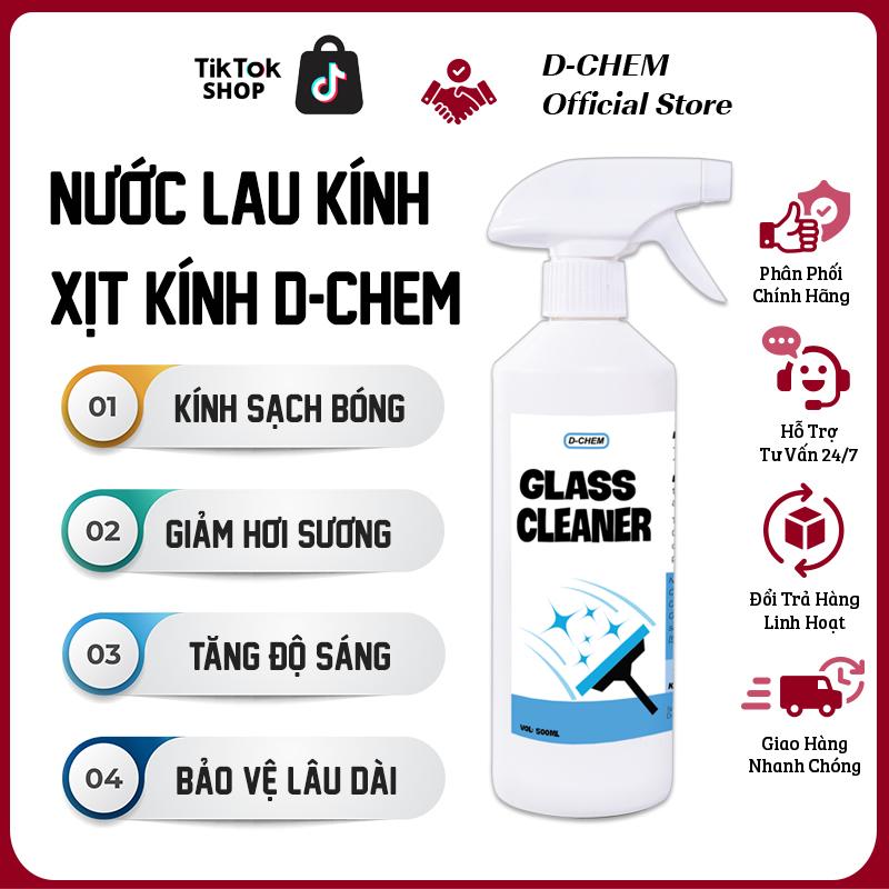 Nước Lau Kính, Xịt Kính Cao Cấp D-Chem Glass Cleaner Chai 500ml Làm Sạch Kính Ô Tô, Vách Kính, Mặt Bếp Từ Sáng Bóng, Không Mùi Hóa Chất