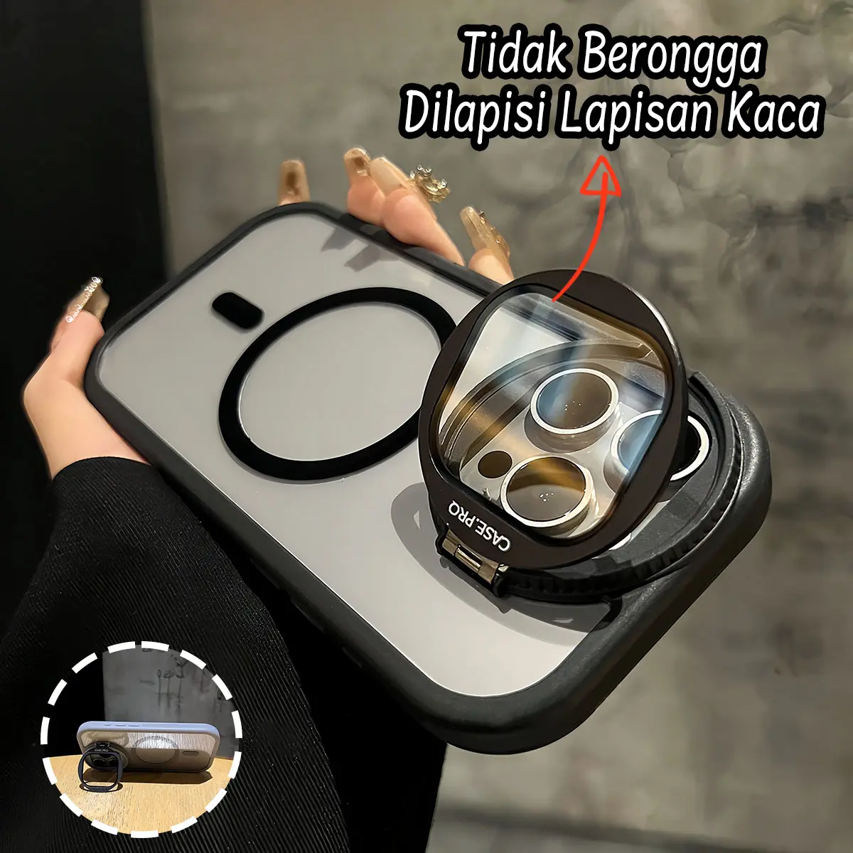 [Tidak Berongga,Kaca Penutup Kamera]Dudukan Lipat Casing Silikon Magnetik Untuk iPhone 11 12 13 14 15 16 Pro MaxTahan Guncangan Tahan Jatuh 14PLUS 15PLUS 16PLUS Case