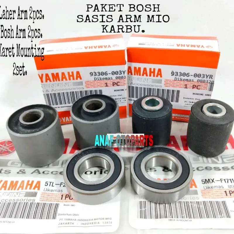 Paket 3 Item Bosh Sasis Arm Mio + Bosh Karet Mounting + Laher Arm 6003 Mio Sporty/Mio Smile/Mio Soul/Nouvo/Xeon. Motor Motorcycle 2