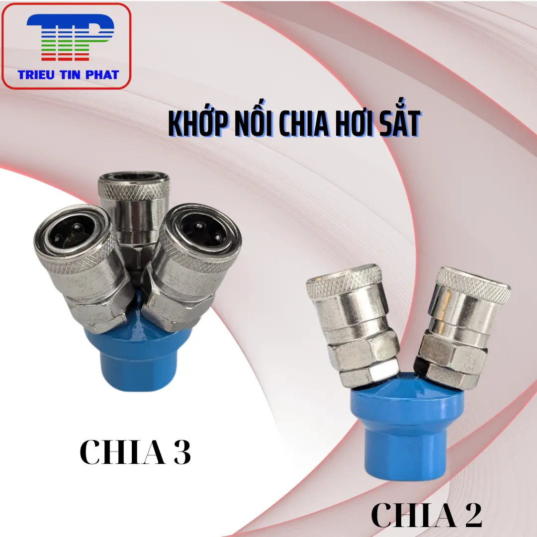 Bộ đầu nối nhanh dây hơi chia 2, chia 3, Đầu nối hơi khí nén chia 2, chia 3 dùng cho máy nén khí