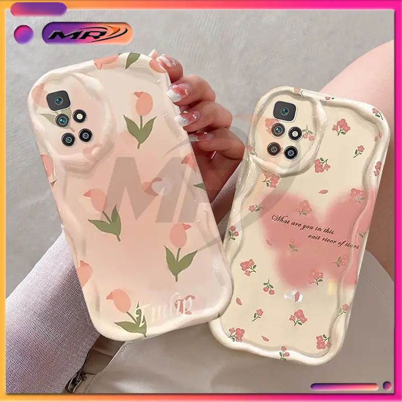 Casing Soft Case Xiaomi Redmi 10 4G Silikon Handphone Tpu Motif Tulip Heart Flower SS880 Bumper Softcase 1