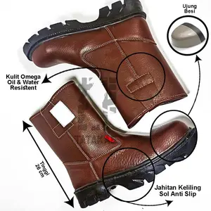 Sepatu Proyek Ujung Besi Kulit Import Safety Shoes Pekerja Tambang PHL PDL TNI