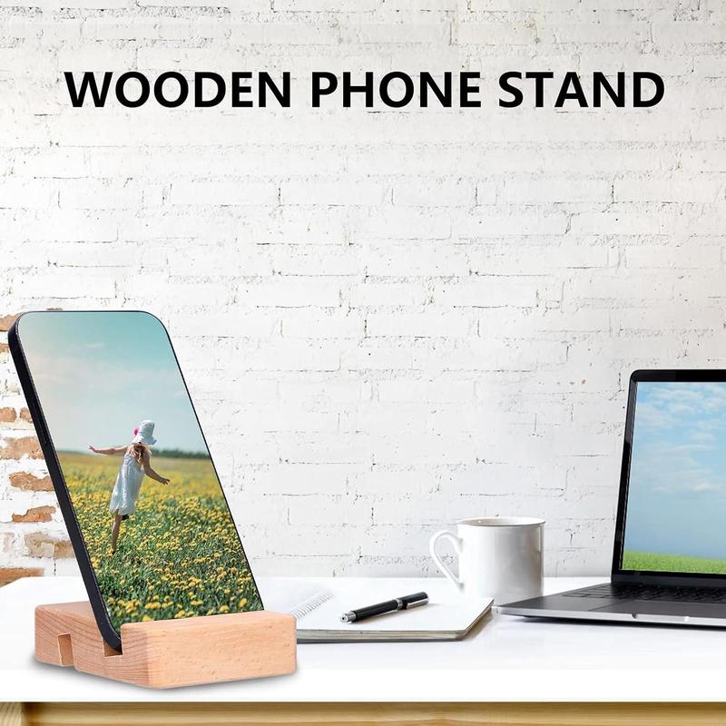 Wooden Phone Holder, 1 Count Portable Desktop Phone Stand, Multifunctional Phone Holder for Home & Office, Phone Accessories for iPhone & Android, Mount 6