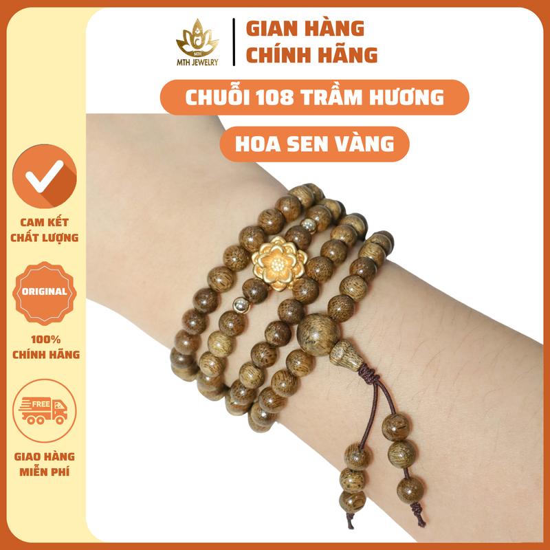 Vòng Tay Trầm Hương Mix Charm Hoa Sen Bạc S925 MTH JEWELRY - Vòng Trầm Tốc Việt Đủ Size Nam Nữ, Phụ Kiện Hộp Gấm, Túi Gấm, Lá Bồ Đề, Nụ Trầm, Dây Xâu - Đeo Tay