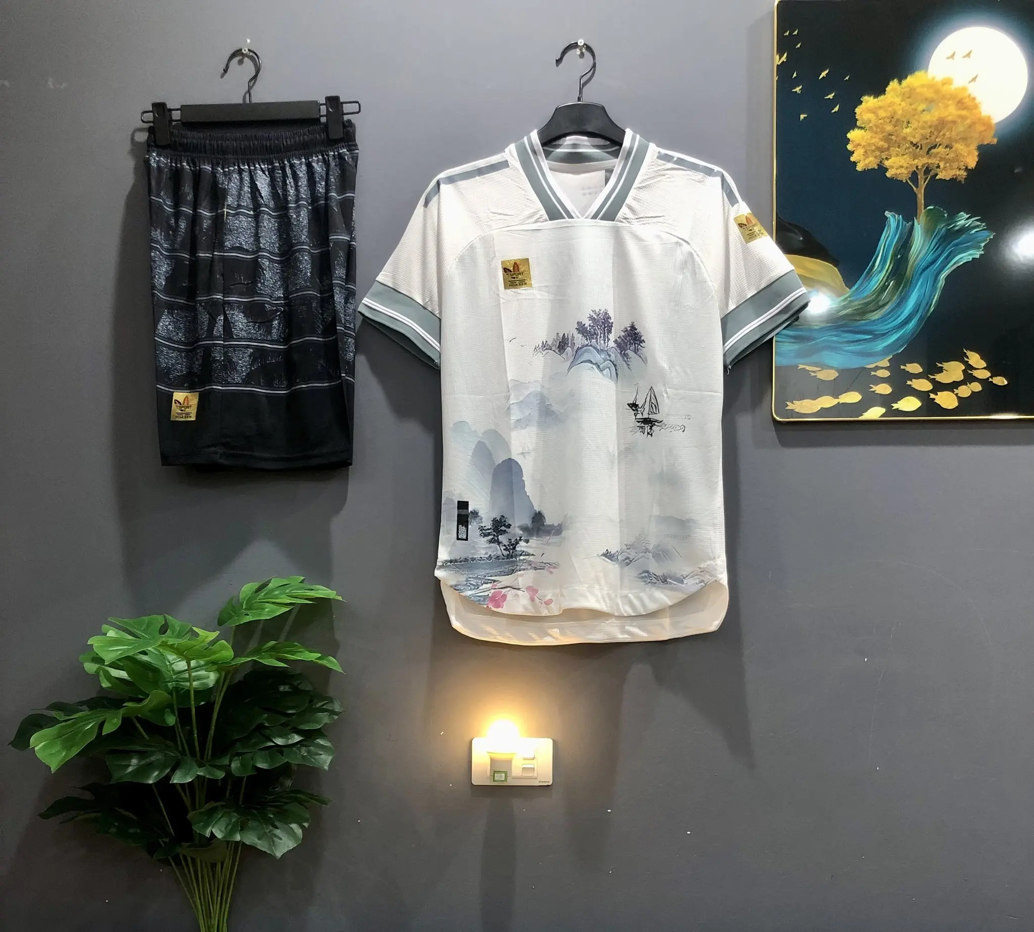 ( Quần có túi) Bộ đồ thể thao nam chất vải thái Thoáng khí Unisex Menswear Nam Sport Chạy Bộ Tập Thể Dục Thể Dục Tập Gym bộ  thể  thao  nam  thun  lạnh
