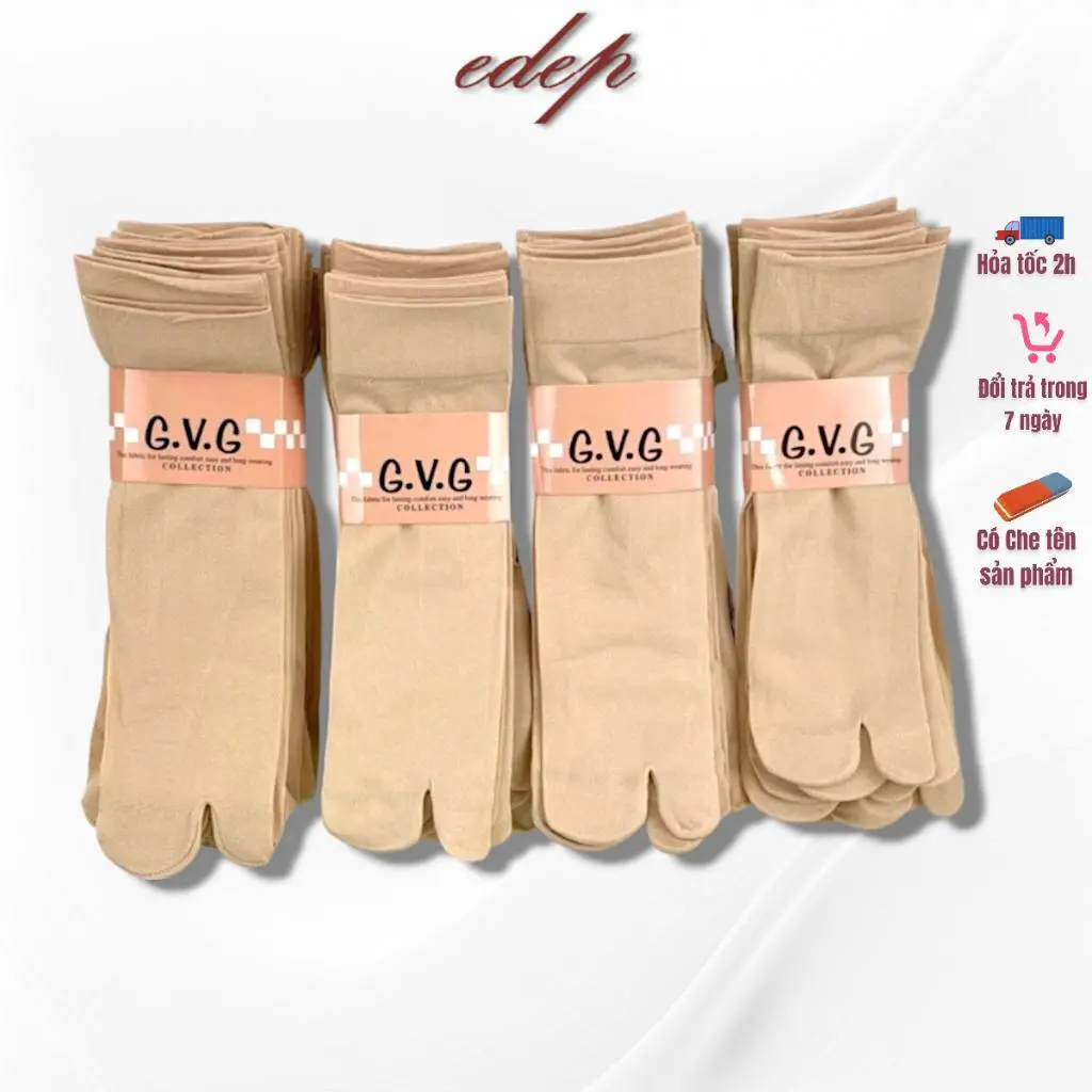 Set Đôi Tất Chống Nắng Nữ Chất dày dặn Không Bai Nhão Vớ Sỏ Ngón Đi Nắng GVG Màu Da EDEP