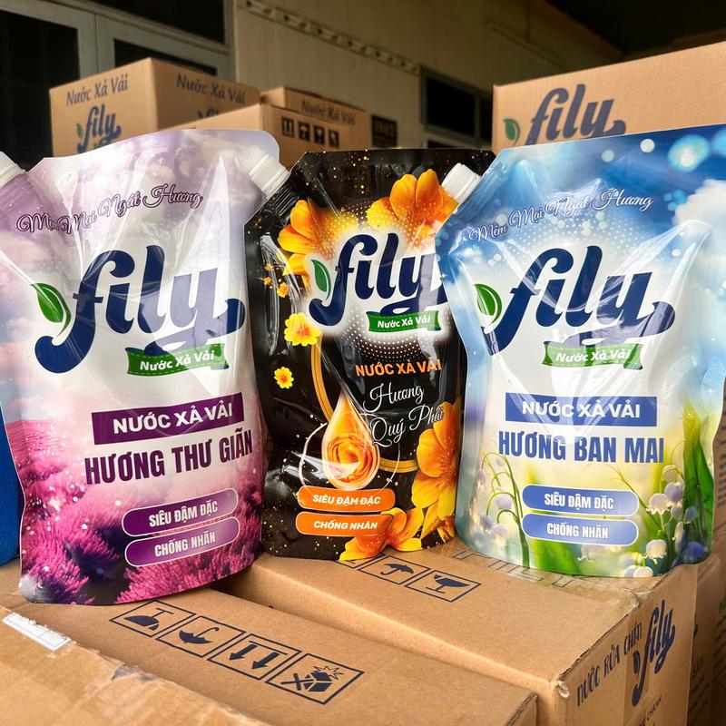 Nước Xả làm mềm vải ngát hương Fily max siêu đậm đặc khử mùi hôi ẩm mốc 1.3kg