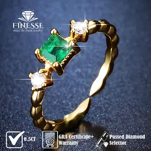 Finesse Jewelry - Cincin Silver 925 1.0CT - Dallas - Perhiasan Lapis Emas 18K -Certified Moissanite