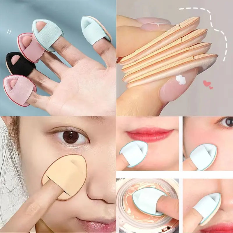 Bọt biển trang điểm ngón tay mini có thể sử dụng ướt và khô làm đẹp, bọt biển ngón tay búi ngón dụng cụ trang điểm