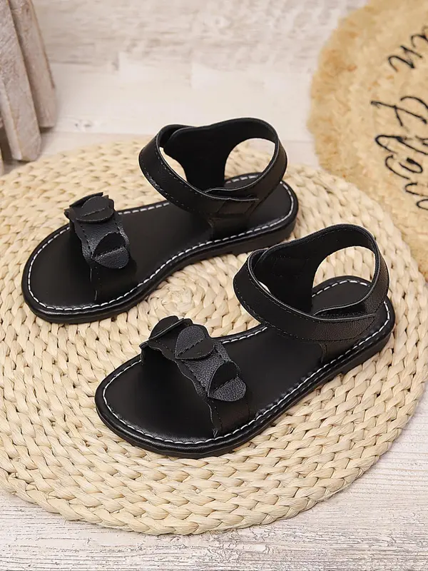 Girl's Ethnic Pattern Velcro Design Sandals, Casual Comfortable Flat Sandals for Summer, Non-slip Wear-resistant Sandals for Outdoor Holiday 1