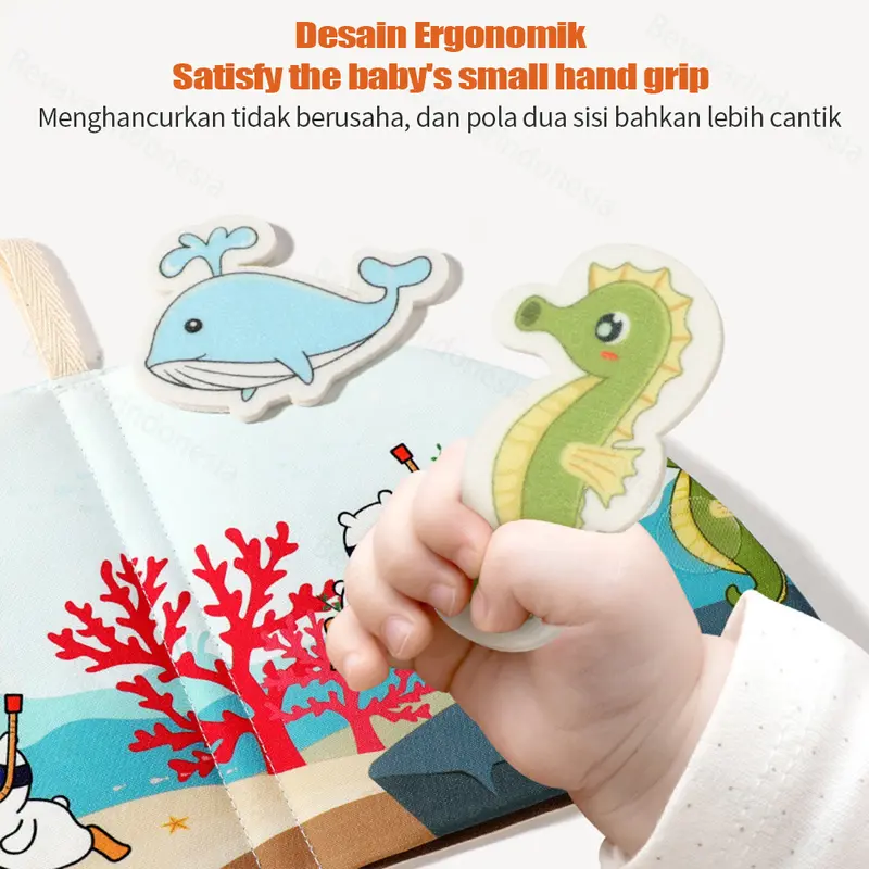 Bevavar Buku Kain Bayi Soft Book Newborn 3d Buku Bantal Bayi Cloth Book Edukasi Bayi 4