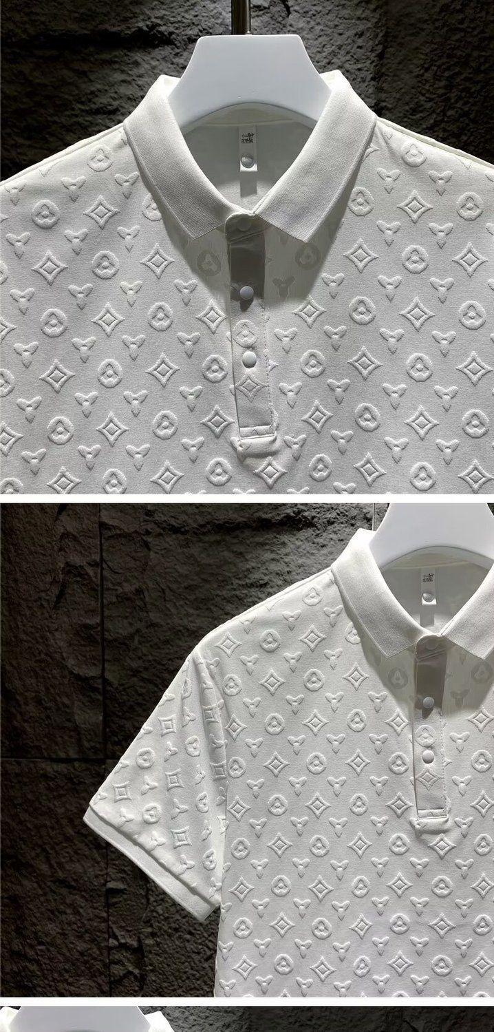 Product Introduction of Áo Polo Nam Vải Jacquard, Thời Trang, Phong Cách Thường Ngày Thoải Mái Và Thoáng Khí, Thích Hợp Cho Mùa Hè, Hàng Mới Về, Dáng Ôm, Cổ Bẻ Áo, Áo Thun ngắn Tay Menswear Shirt 6