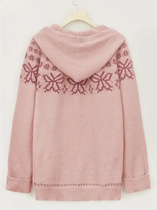 【Plus Size】 Pocket Open Front Sweater Cardigan, Casual Long Sleeve Knitwear for Spring & Fall, Women's Plus Size Clothing for Daily Wear 1