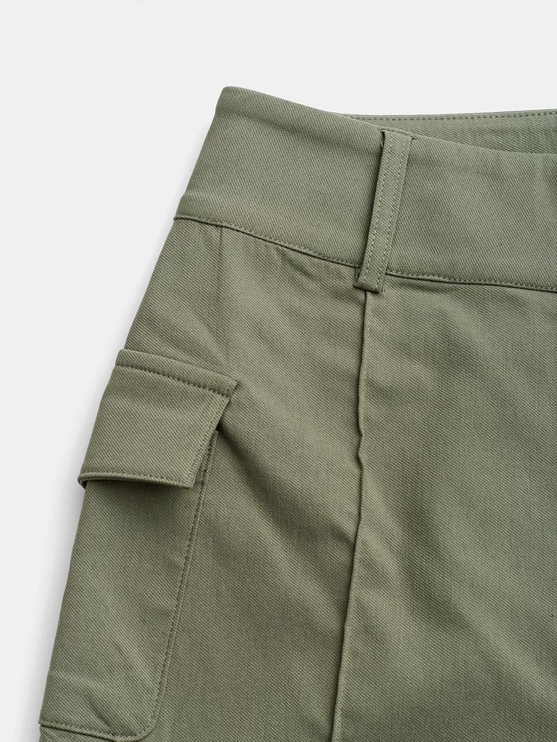 Product Introduction of YOZY Women's Plain Flap Pocket Button Fly Pants, Casual Comfy Trousers for Daily Wear, Ladies Bottoms for All Seasons 5
