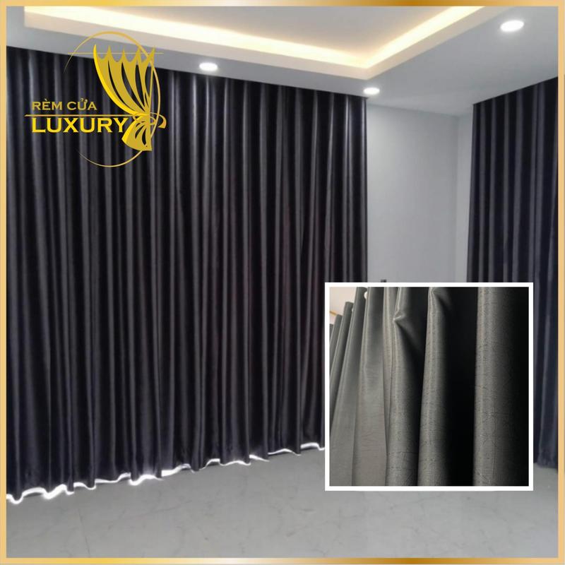  Rèm Cửa Màu Xám Đen Vải Gấm Chống Nắng 98% Nhiều Kích Thước Dành Cho Cửa Sổ Và Cửa Chính   Không Kèm Thanh Treo   