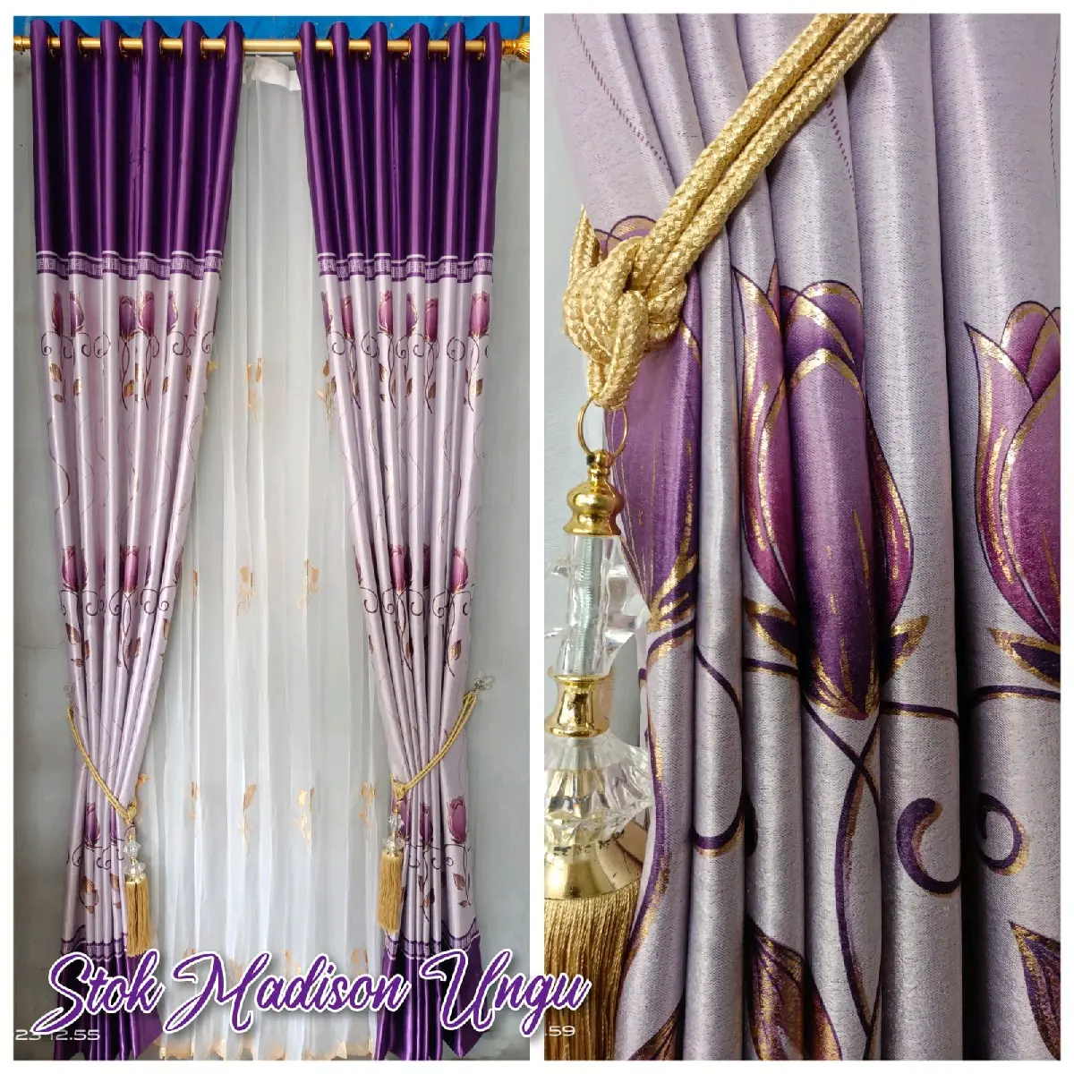 Gorden Horden MEDISON (1 Lembar)Bludru Motif Bunga Tulip(jendela dan pintu)
