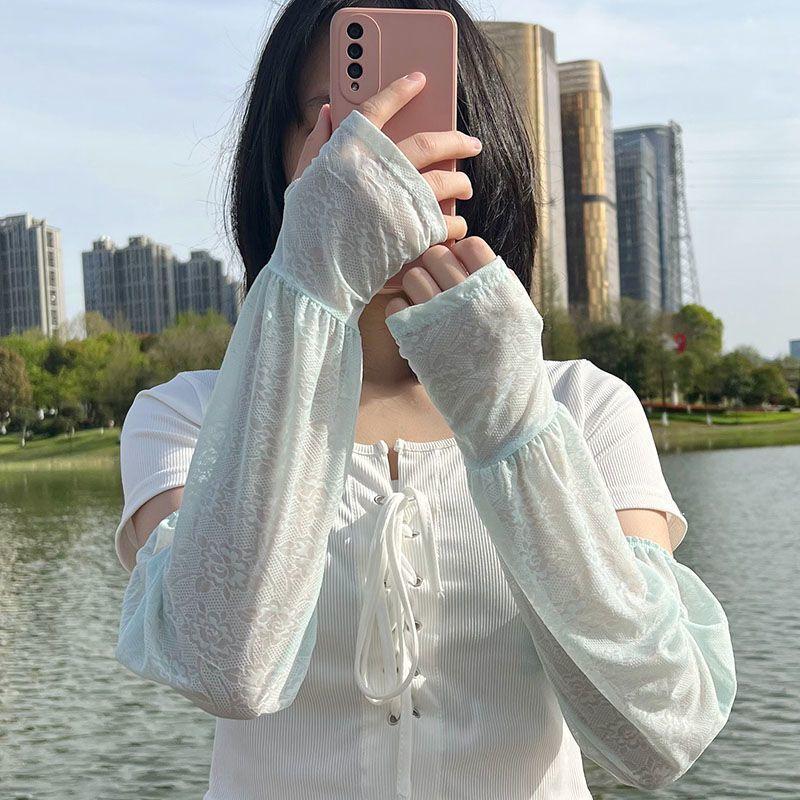 Product Introduction of Lace sunscreen ice sleeves Thin driving sunscreen Loose cool sleeves Women's ice silk sleeves Summer breathable 11