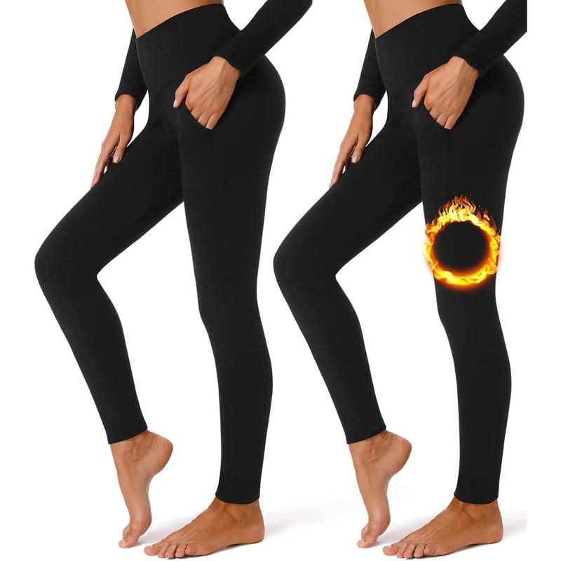 TikTok Shop 2 Pack Lined Leggings with Pockets for Women High Waisted Thermal Winter Yoga Pants for Workout Running