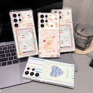 Card Bag Beruang Lucu Case untuk hp Samsung A56 A26 A36 A37 A16 A55 A17 A07 A35 A06 A15 A24 A25 A05 A05S A04 A14 A54 A34 S24 FE A50 A50S A30S A51 A71 A12 A32 A52 A52S A32 A53 A13 A73 A03 A23 A13 A04S A04E M13 Soft Casing Penutup Belakang Anti Guncangan