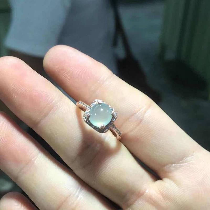 Nhẫn Nữ, Mạ Mưa Sương Mù, Mã Não Băng Cao, Thời Trang Thanh Lịch, Dễ Phối Đồ, Có Thể Điều Chỉnh, Tuyệt Vời Làm Quà Tặng 1