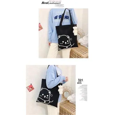 Túi vải canvas Túi tote xách tay nam nữ đeo vai đựng đồ hình dáng đáng yêu 4