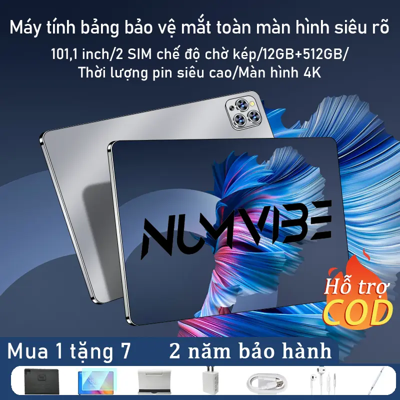 [Bảo hành 2 năm] Máy tính bảng NUMVIBE Dual SIM Chế độ chờ kép 12GB + 512GB 10,1 inch 10000mAhWiFi Bluetooth Hỗ trợ tiền mặt khi giao hàng