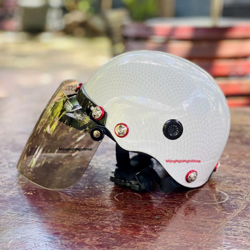 ( Kèm kính Pogo ) Nón Bảo Hiểm CACBON  8 Ốc SaLaYa , Bảo Hành 12 Tháng Chất Liệu Nhựa ABS ,CTy TNHH Camry  Helmet Đội Đầu Phụ Kiện mubaohiem nuada